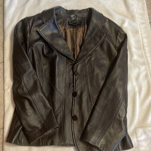 Women’s leather coat.
